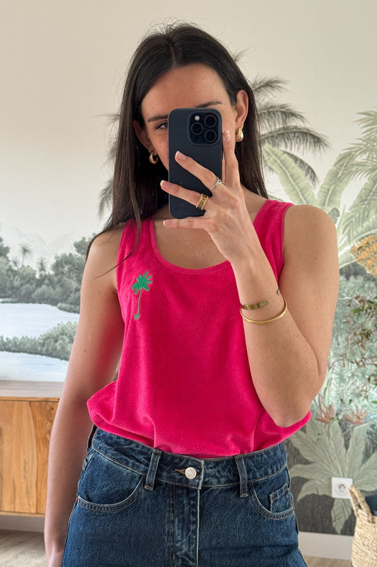 Débardeur Diana Eponge Palmier Rose