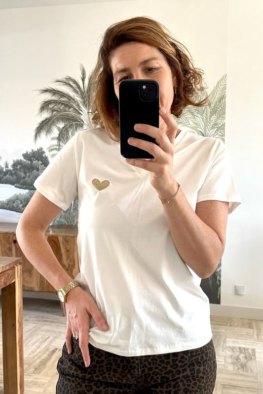 T-shirt Coeur Blanc
