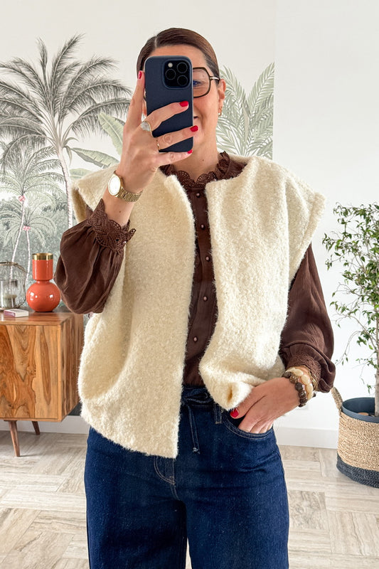 Gilet sans manches Maurice Ecru