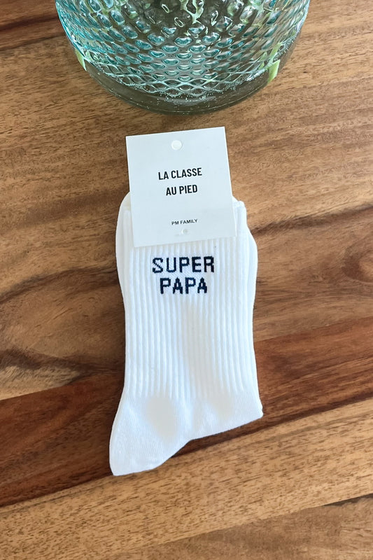 Chaussettes "Super Papa" - Blanc