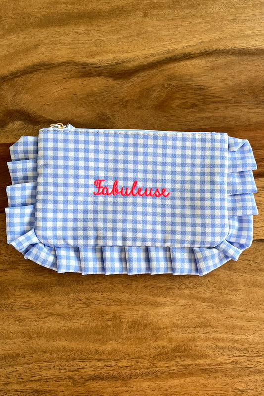 Pochette "Fabuleuse" vichy bleu