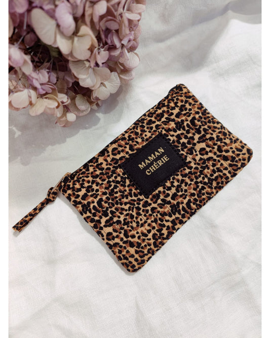 Pochette Maman Chérie Léopard Marron