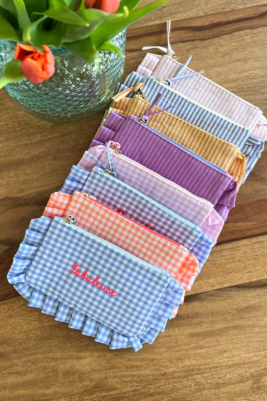 Pochette "Maîtresse en or" rayée jaune & orange