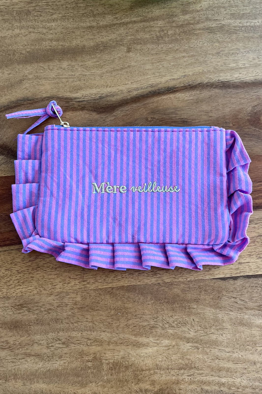 Pochette "Mère-veilleuse" rayée rose & violet