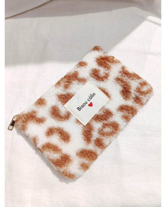 Pochette Bisou Calin Léopard Ecru