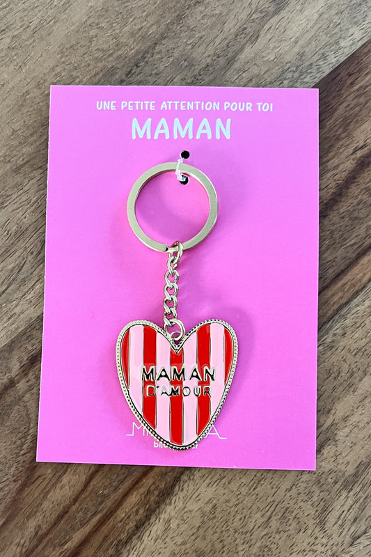 Porte-clé Maman d'amour" - Rose & rouge