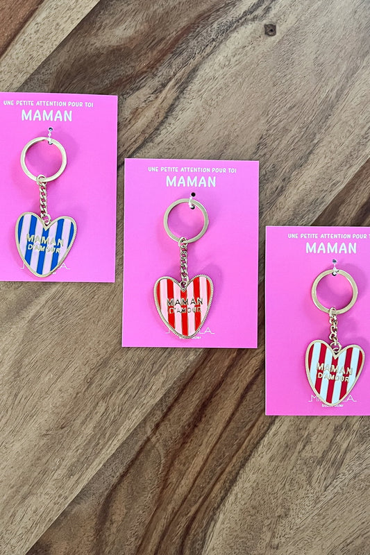 Porte-clé Maman d'amour" - Rose & rouge